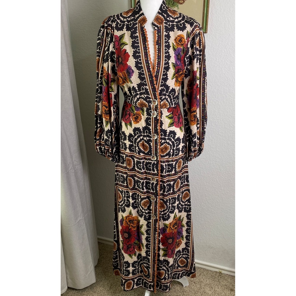 FARM Rio Floral Patchwork Maxi Dress in Cream, Black, Red, Purple, Orange
